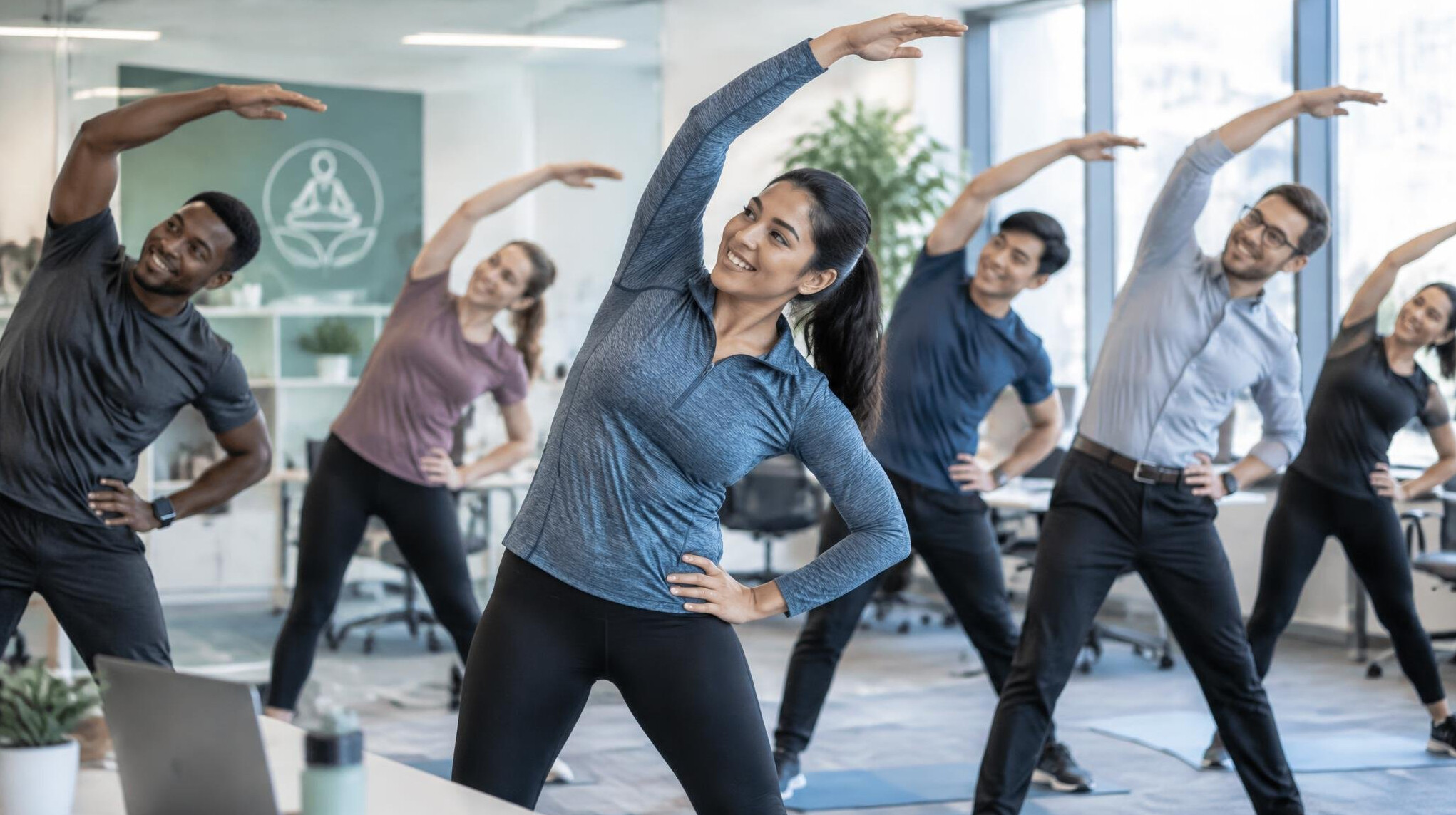 group fitness class in office