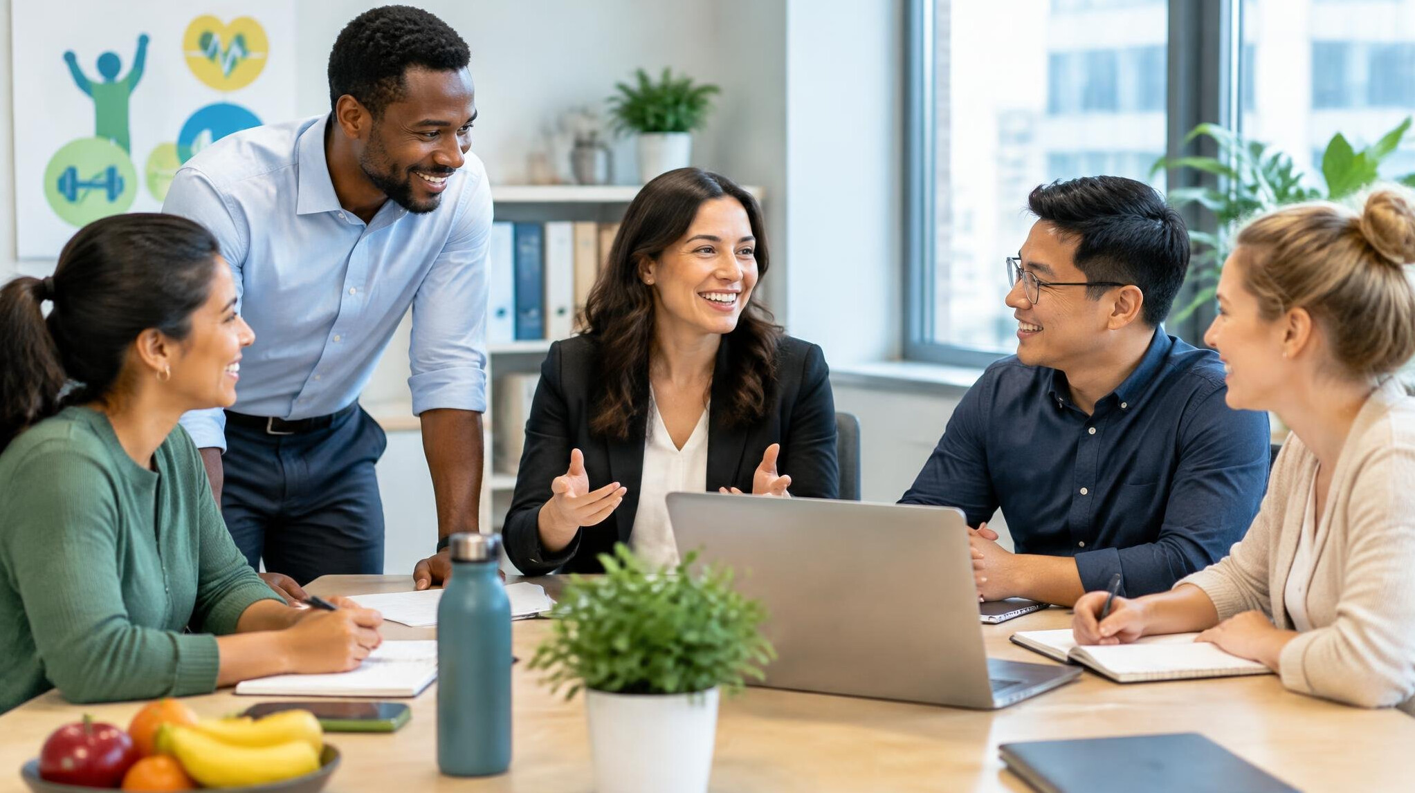 healthy employees in corporate office
