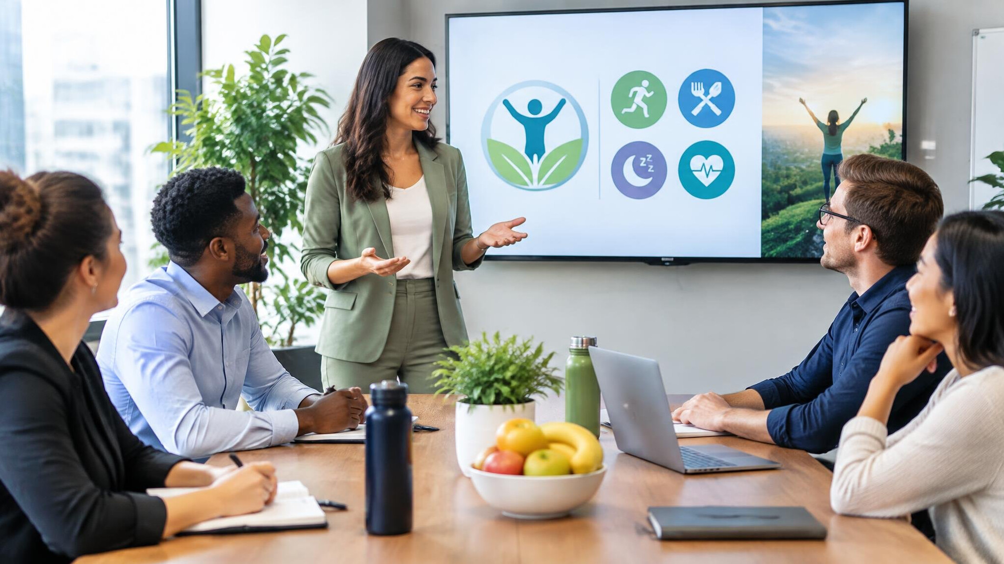 business team discussing health goals